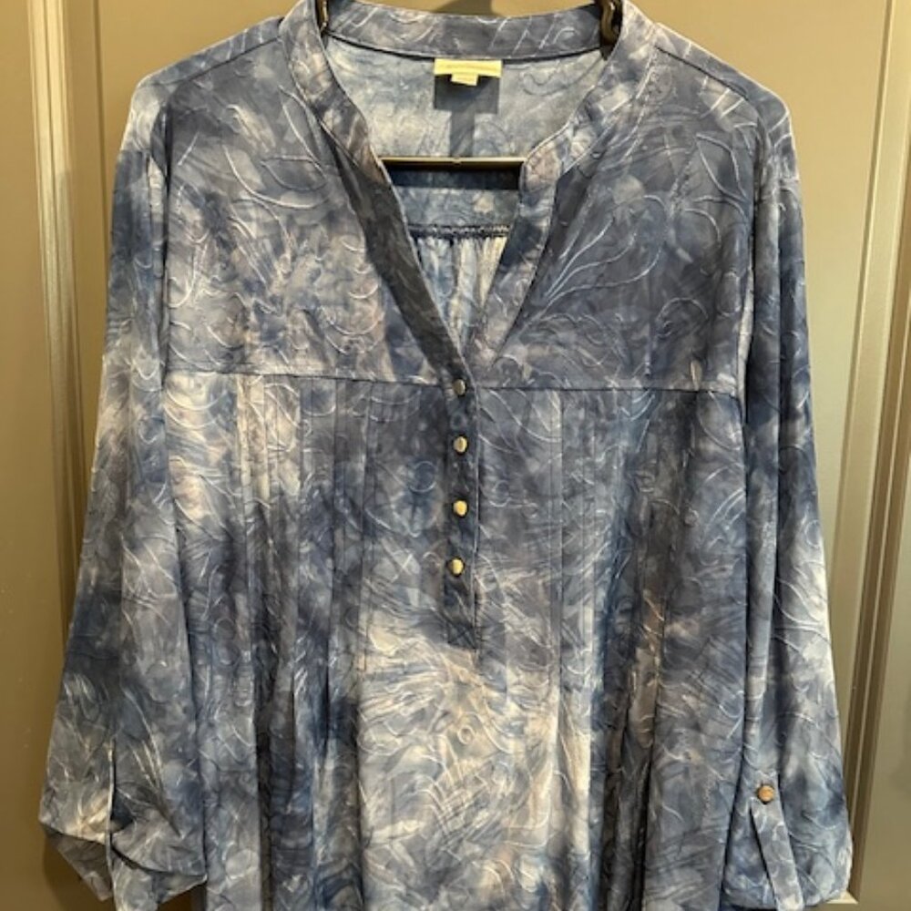 Avenue Women's 18/20 Half Sleeve Blue Blouse